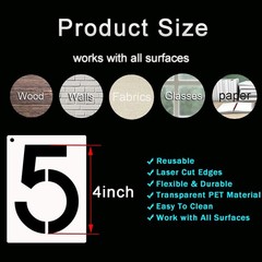 DXCYZ 4 Inch Large Number Stencils Kit 0-9 Address Number Stencil, 10PCS Reus…