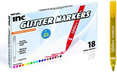 Multicolor Glitter Markers – 18 Assorted Colors, Sparkly Non-Toxic Water-Based M
