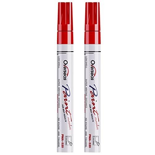 Permanent Paint Pens Markers – 2 Pack Single color Oil Based Paint Red