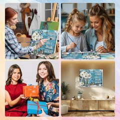 Framed Paint by Numbers Kit Daisy for Adults, Paint by Numbers for Adults Beginn