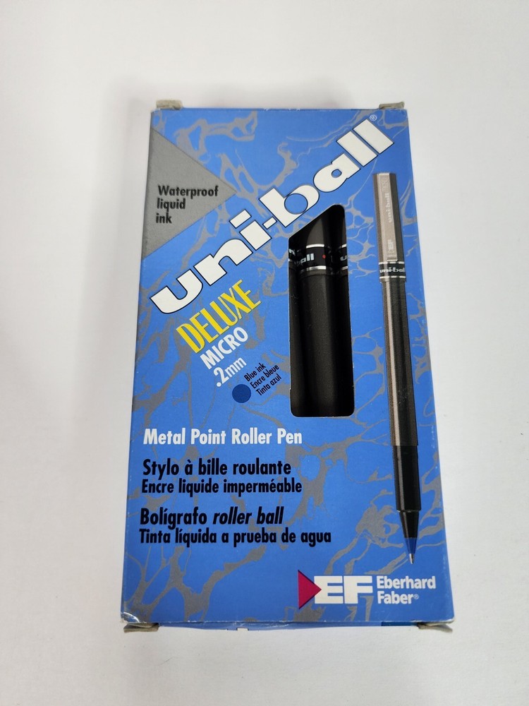 VTG uni-ball Deluxe Roller Ball Stick Waterproof Pen Blue Ink Micro Dozen 60027