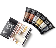BASICS Acrylic Paint Set – 6 x 22ml Metallic & Iridescent Tubes for Artists