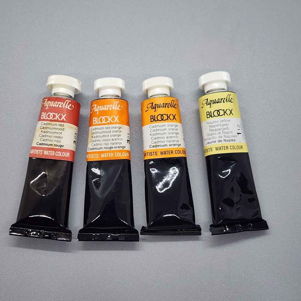 4 BlockX Artists Water Colour Color 15ml Tubes* Cadmium Orange Red Naples Yellow