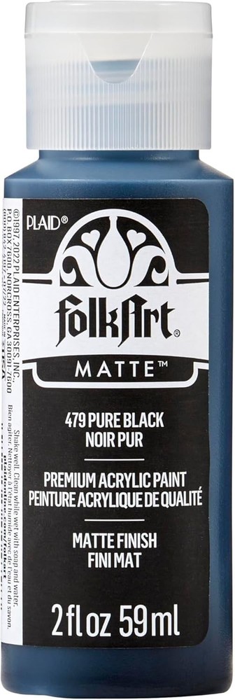 Rich and Creamy 2 Oz Pure Black Acrylic Paint – Easy Clean-Up & Matte Finish