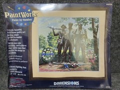 Vintage 1999 Dimensions Paint Works Paint by Numbers THREE FIGHTING MEN