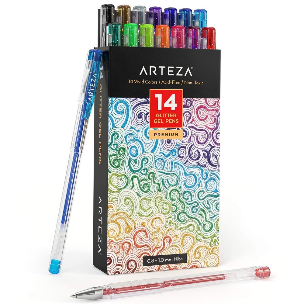 14 PCS Glitter Gel Pens Colored Ink Markers Triangular Grip 0.81.0mm Tip
