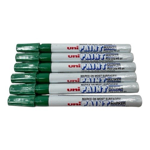 6 Markers Uni-Paint 63704 PX-21 Oil-Based Paint Marker Green Fine Line