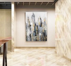 Yihui Arts Modern Abstract Cityscape Canvas Wall Art Painting with Gold Foil …