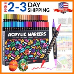 120 Colors Acrylic Paint Marker, Dual Tip and Dual Colors Acrylic Paint Pens …