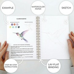 Beautiful Watercolor Book for Beginners – Guided 6.5 x 9 inches, Botanical