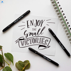 Craft ‘n’ Beyond Calligraphy Brush Pens 1 Count (Pack of 3), Black- Pack 3