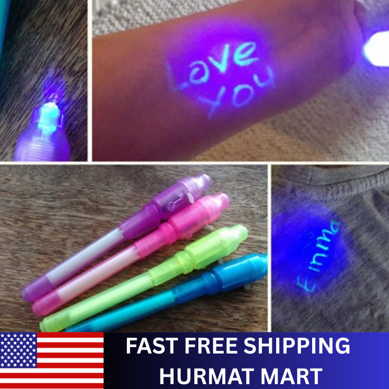 1/4pcs UV Invisible Ink Pen Luminous Light Magic Purple 2 in 1 Set