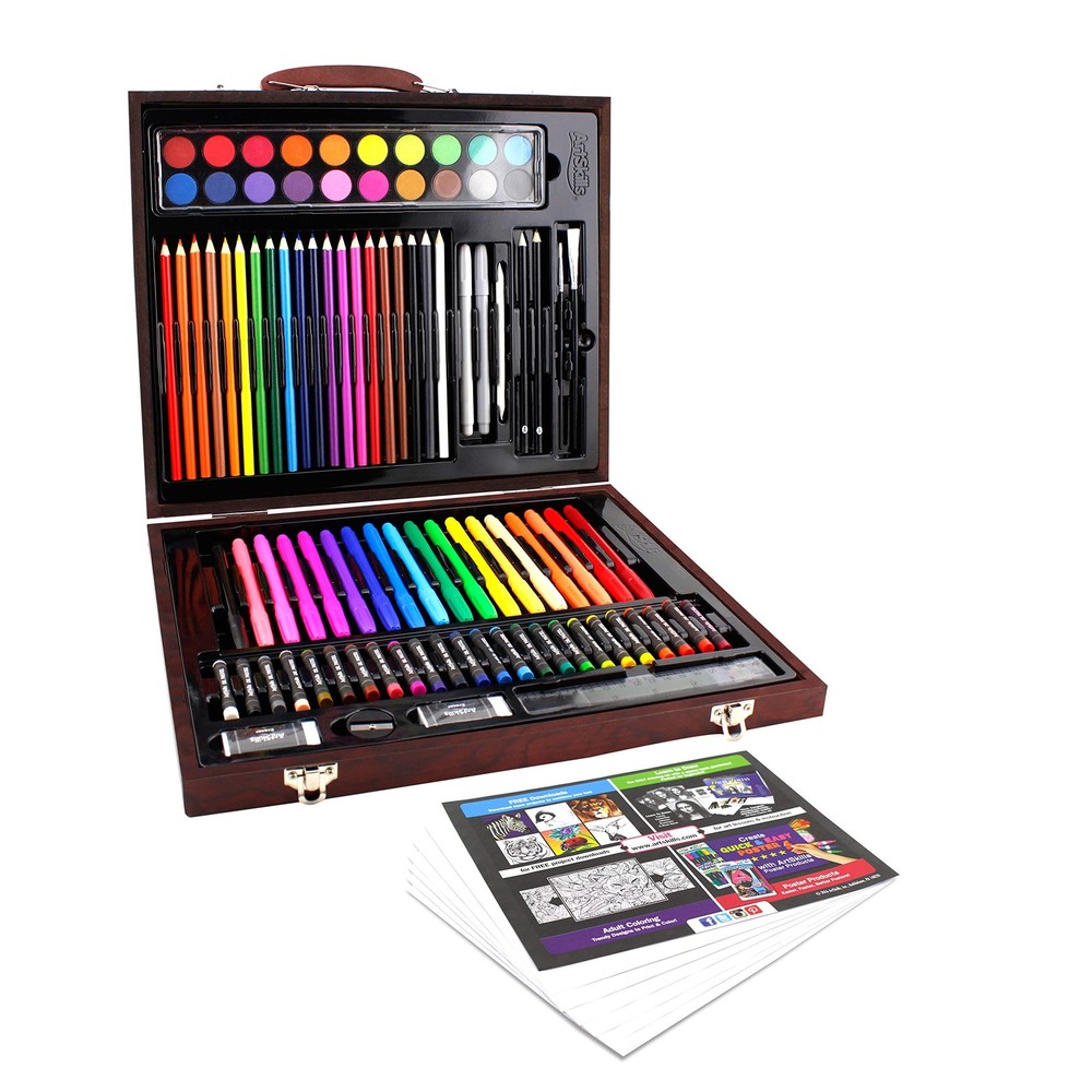 ArtSkills Deluxe Art Kit, 100 Piece Set, Wooden Case
