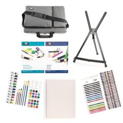 Deluxe Mixed Media Art Set 164 Pieces Easel Acrylic Paints Draw Pencils Brushes