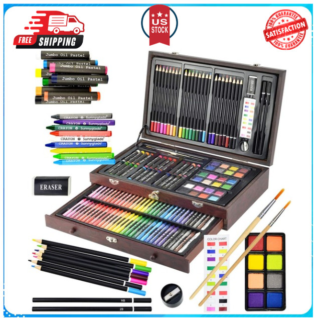 Juego De Arte De Lujo De 145 Piezas, Caja De Arte De Madera Y Kit De Dibujo …