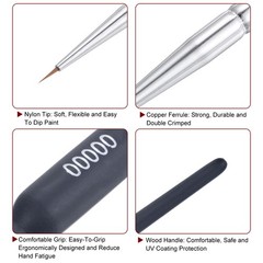 5 pcs Detail Paint Brushes 3mm Nylon Miniature Painting Brush(00000#) Black
