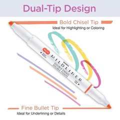 Zebra Pen Mildliner Dual-Tip Highlighter 1 Count (Pack of 15), Assorted D
