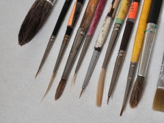 Vintage Artist Paint Brushes Lot M. Grumbacher NY Simmons White Sable Quill Sign