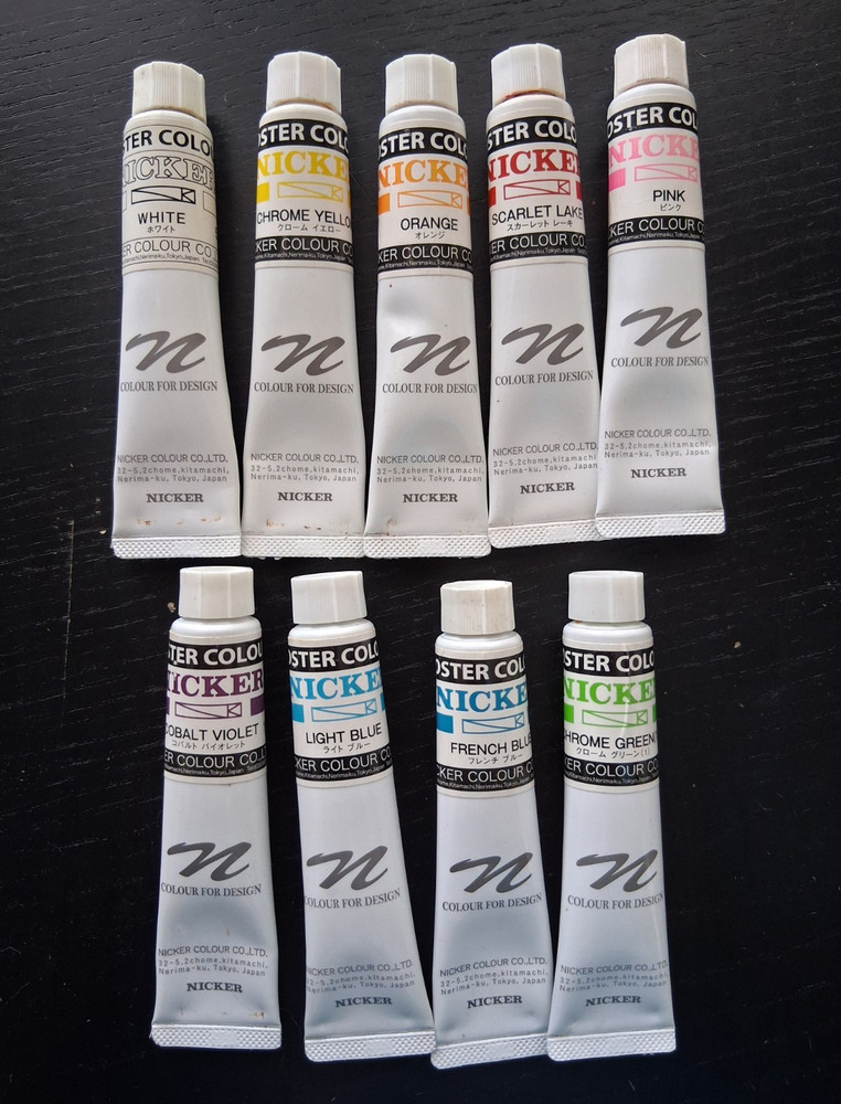 Nicker Poster Colour Gouache Paint Tubes, Assorted Set Of 9, Warm Tones