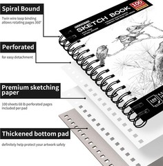 5.5×8.5″ Acid-Free Sketch Book | 100 Sheets – Perfect for Artists & Students
