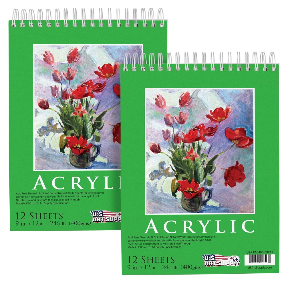 9″ x 12″ Extra Heavy-Weight Acrylic Painting Paper Pad 246lb 12-Sheets (2 Pads)