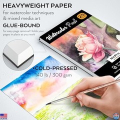Nicpro 24-Tube Watercolor Paint Set with Paper, Brushes, Palettes & Color Wheel