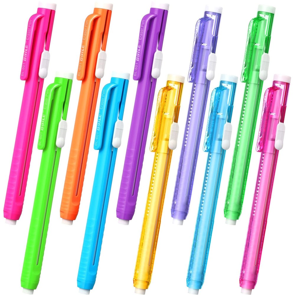 Pangda 10 Pieces Retractable Mechanical Eraser Pen, Pen-Style Multicolor