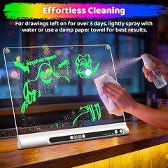 16“ Rechargeable LED Drawing Board, 9-Color Light Modes with Timer & White