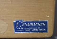 Vintage Grumbacher Artists Wood Case Box W/Palette Leather Handle Read Desc