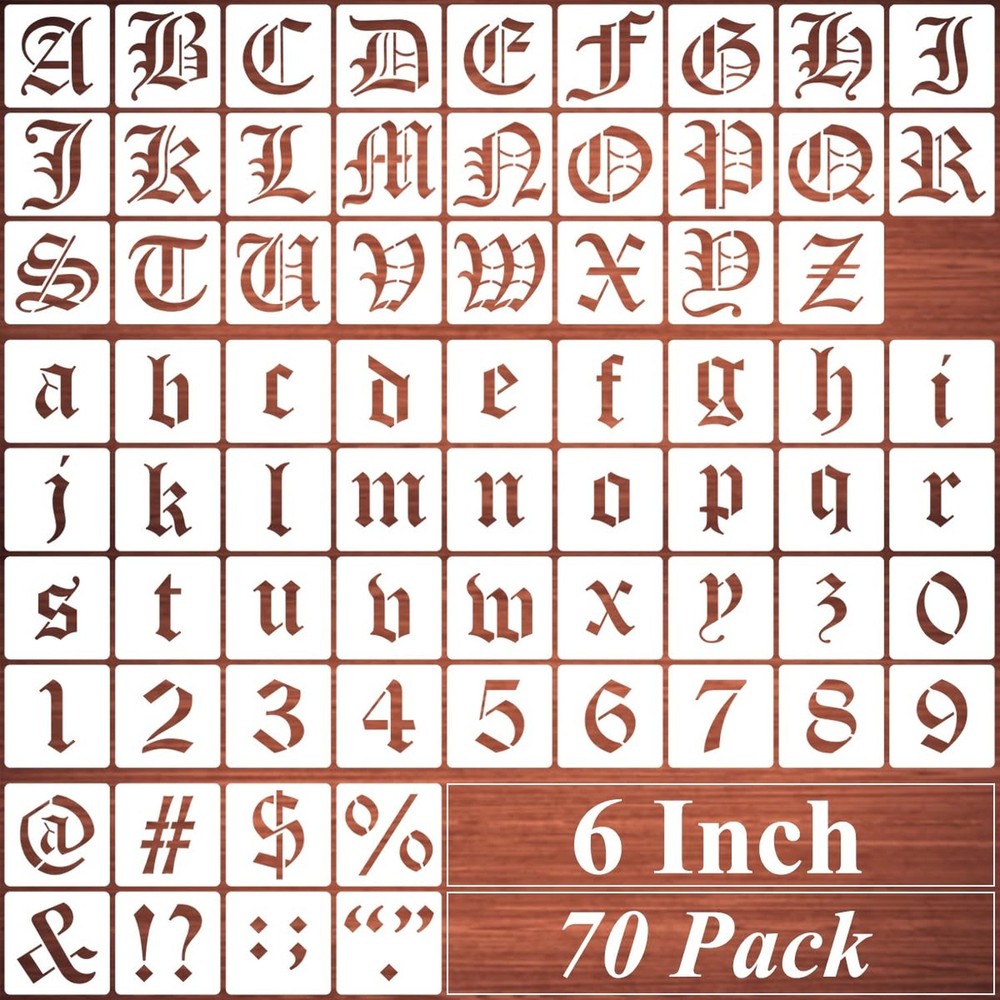 6 Inch Alphabet Letter Stencils for Painting – 70 Pack Old English Letter and…