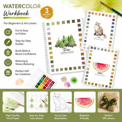 Watercolor Workbooks,16 Spiral-Bound Pages Dispersed Watercolor Workbook for Beg
