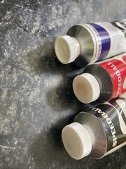 VTG Speedball Ink 3 Tubes for Block Printing Red Black Viotlet 1 Water 2 Oil