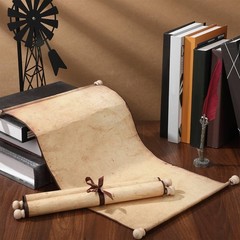 2 Pack Blank Paper Scrolls Wrapped on Wood Rod for Writing, Drawing, Calligra…