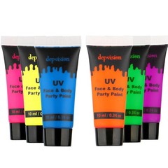 Glow in the Dark UV Face and Body Paint 6*10ml Neon Blacklight 0.34oz Reactiv…
