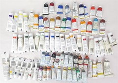 Lot of Quality Artist Oil & Arcylic Paint 80 Tubes Grumbacher & Liquidex Used