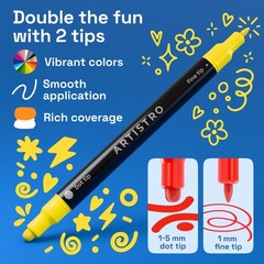ARTISTRO 24 Dual-Tip Acrylic Paint Markers Fine & Dot Tips Multicolor Set