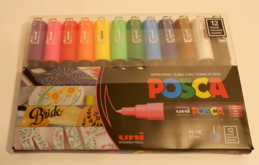 New POSCA Paint 12 Colors uni Mitsubishi Water Based PC-1M 0.7mm Markers for Art