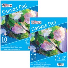 9″ x 12″ 10-Sheet 8-Ounce Triple Primed Acid-Free Canvas Paper Pad (2 Pads)