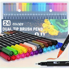 24pcs Double-Ended Watercolor Markers Art Drawing Craft Set Gift – NEW