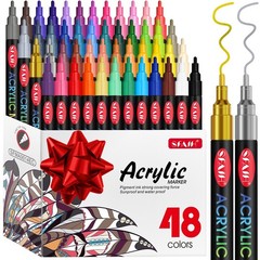 48 Vibrant Acrylic Paint Markers-[Ultra High Coverage]1-2mm Fine Paint Pen fo…