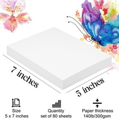 Watercolor Paper 5×7 inches 80 Sheets,Heavyweight Artist Paper 140lb/300GSM C…