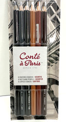 Conté à Paris Sketching Pencils Set Pack Crayons Sanguine Sepia Graphite White +