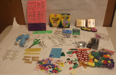 Crayons scissors pompom Pencils, glue gun , foamies google eyes Art Supplies Lot
