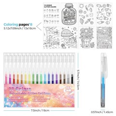 18 Color Glitter Gel Pens Retractable Sparkle Pens for Coloring Journal DIY