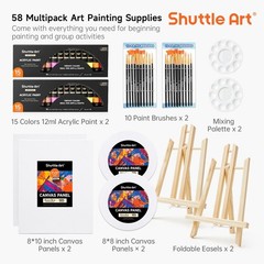 58 Pack Painting Kit for Adults and Couples, Sip and Paint Kit for Date Night…