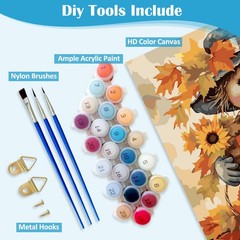 Fall Scarecrow Pumpkin,Sunflower Paint by Numbers Kit for Adults, DIY Paint by t