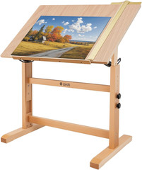 Wood Drafting Table – Adjustable Height, 35.5″X23.5″ Plan Table for Construction