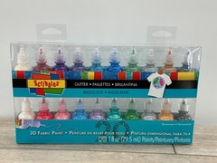 Scribbles 3D Fabric Paint Set Glitter Iridescent Permanent 20 1fl oz bottles