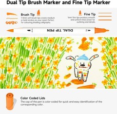 Water-based Ink Brush Marker Set + Coloring Book