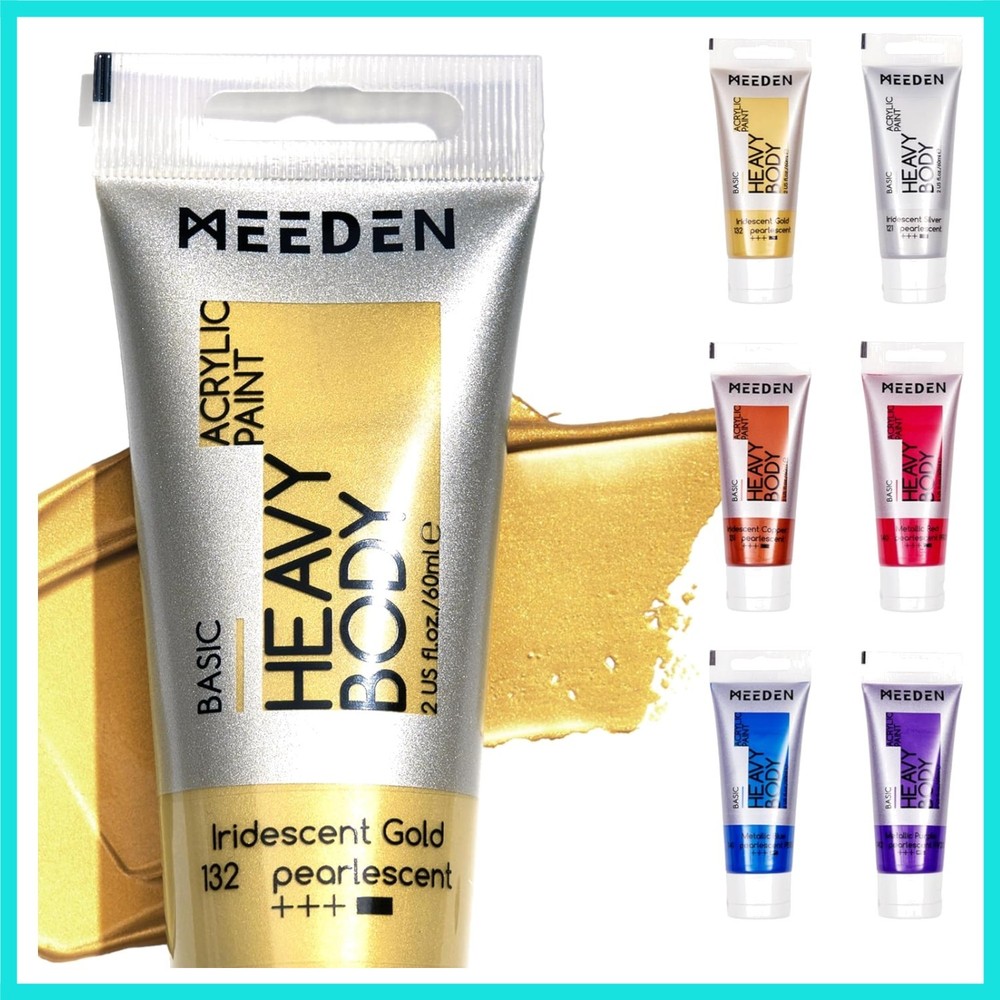 Metallic Acrylic Paint Set: 6 Colors Metallic Paint Tubes 2oz / 60ml – Thick …